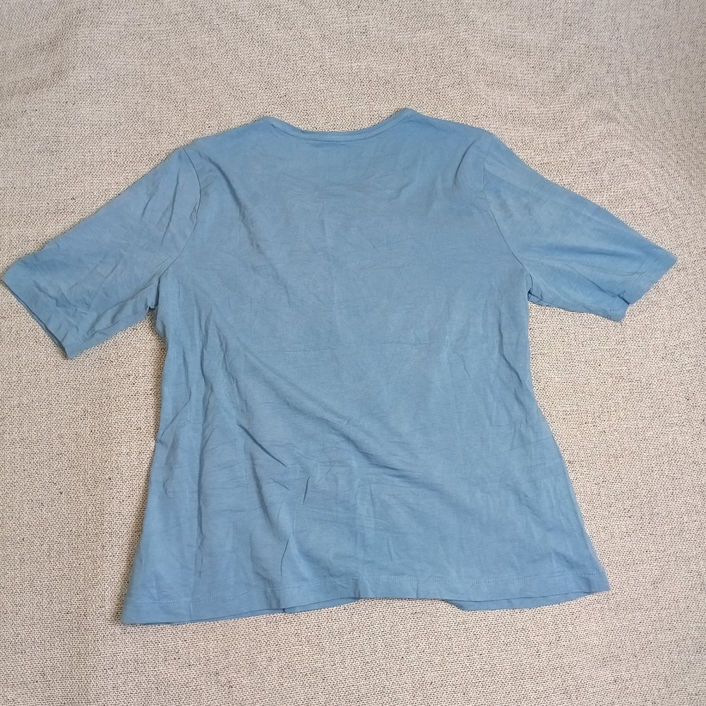 Lands' End T-Shirt Womens L 14-16 Blue Excellent Cotton Modal Scoop Neck Tee - Picture 2 of 6